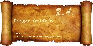 Rieger Arián névjegykártya